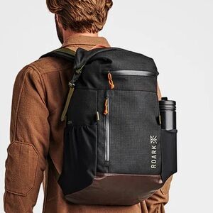 Roark Men's Backpack in Black with Brown Trim